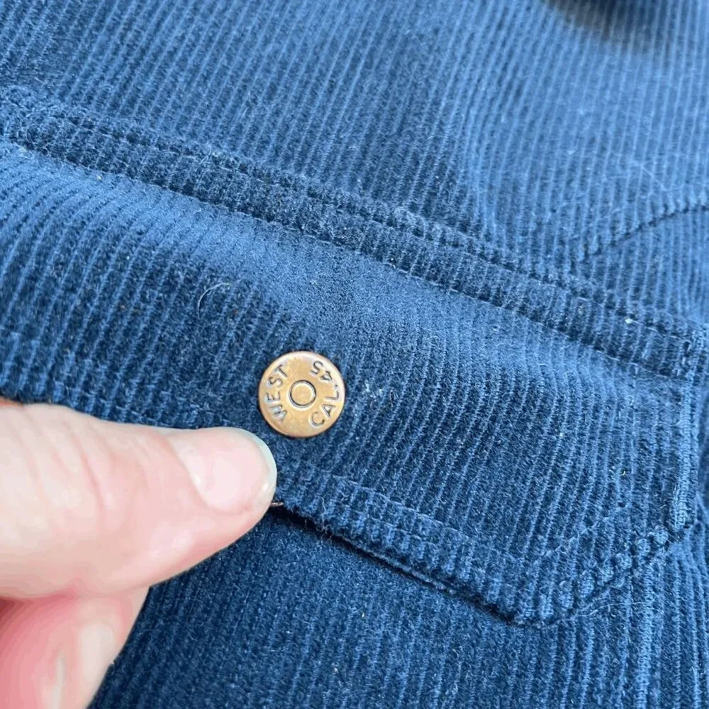 VTG 70s West Cal Cord Trucker Jacket Navy Snap Workwear Ranchwear